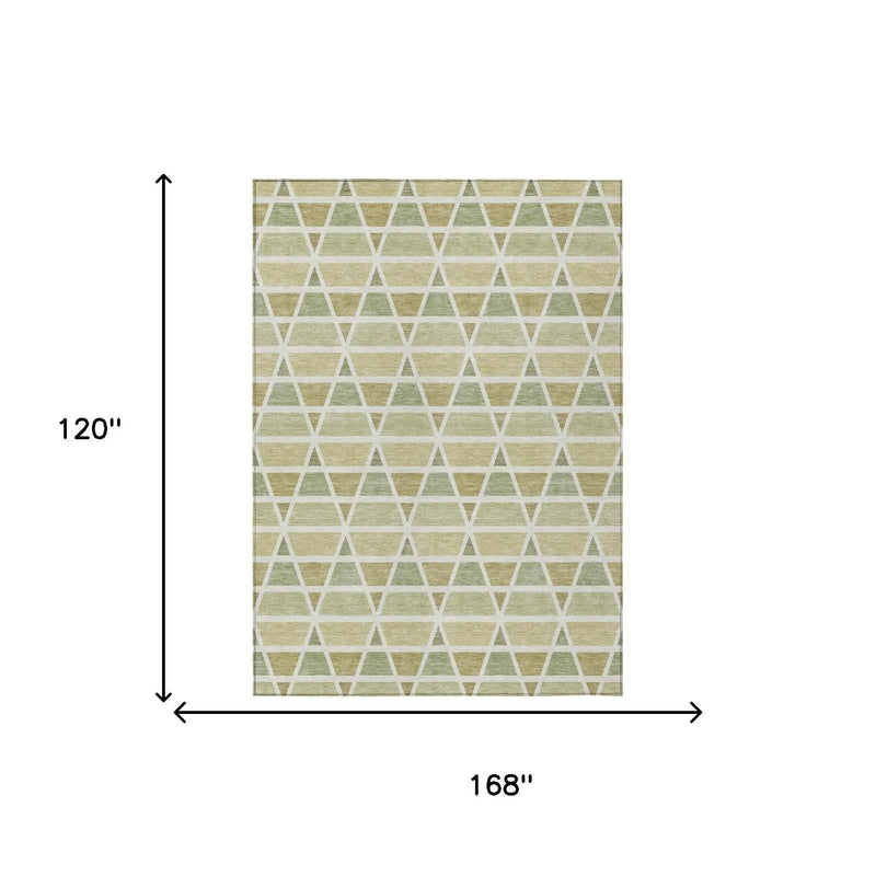 10' X 14' Sage And Green Geometric Washable Indoor Outdoor Area Rug Homeroots Outdoor