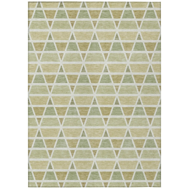 10' X 14' Sage And Green Geometric Washable Indoor Outdoor Area Rug Homeroots Outdoor