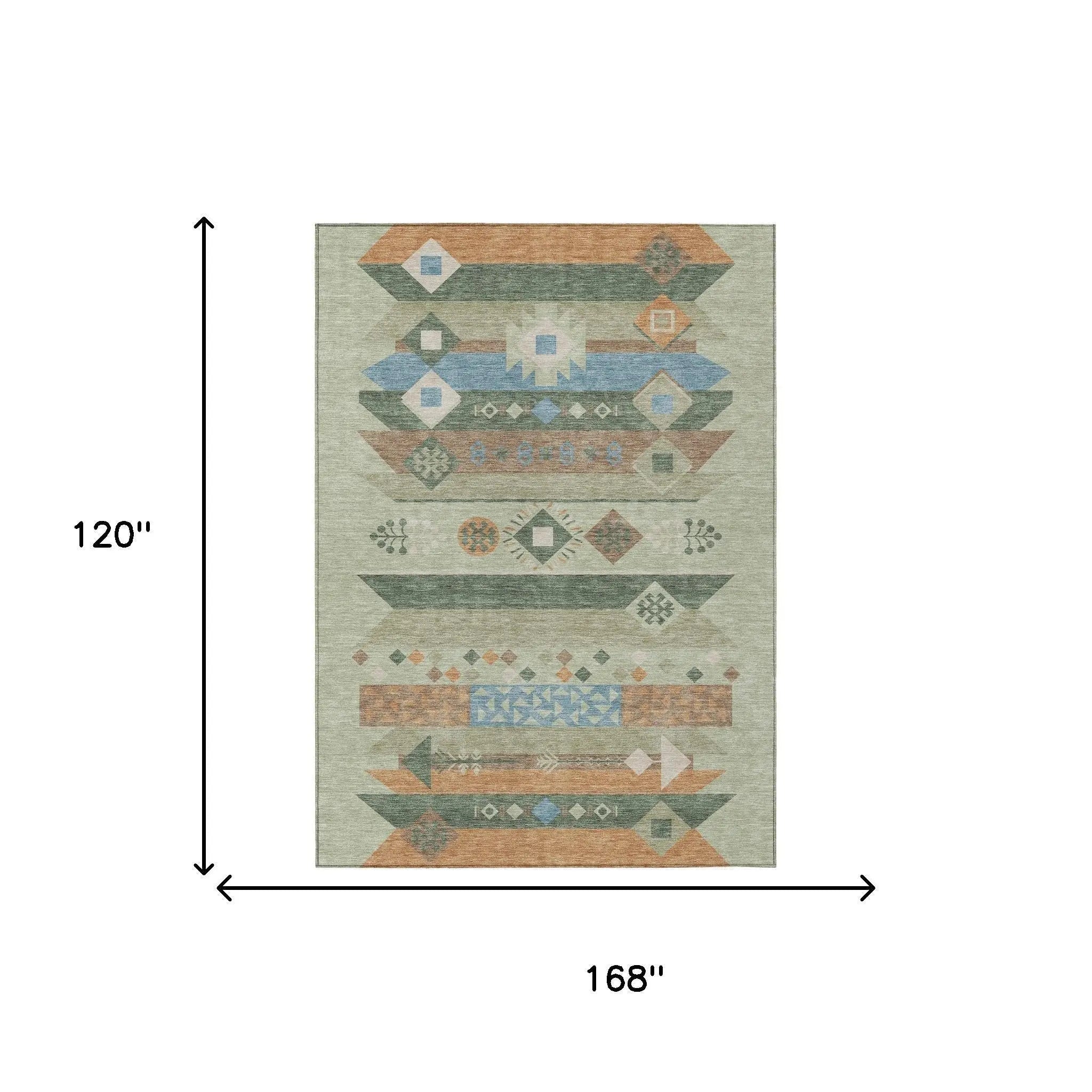 10' X 14' Sage And Green Geometric Washable Indoor Outdoor Area Rug Homeroots Outdoor