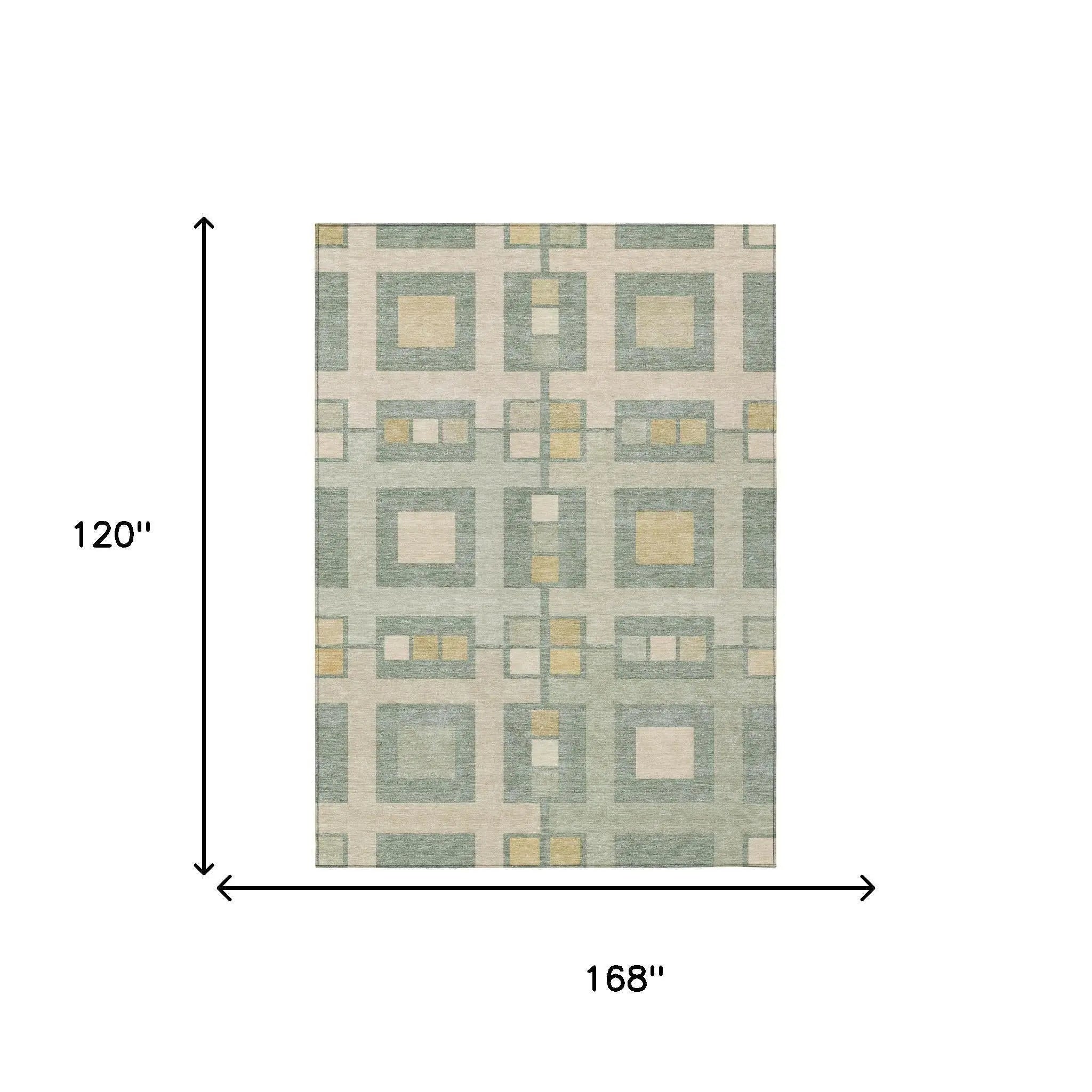 10' X 14' Sage And Green Geometric Washable Indoor Outdoor Area Rug Homeroots Outdoor
