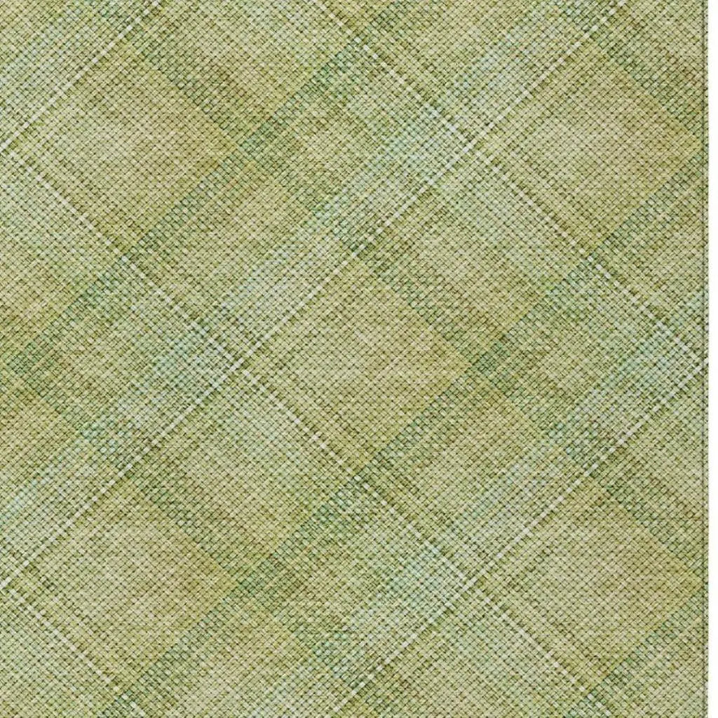 10' X 14' Sage And Green Plaid Washable Indoor Outdoor Area Rug Homeroots Outdoor