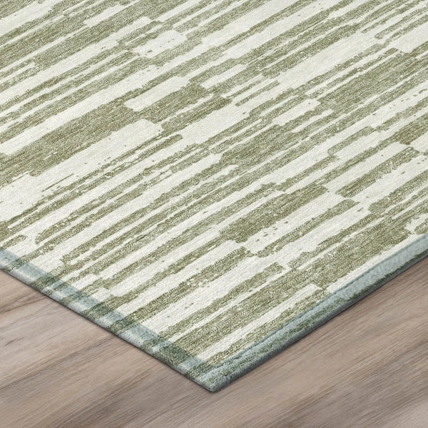 10' X 14' Sage And Green Striped Washable Indoor Outdoor Area Rug Homeroots Outdoor