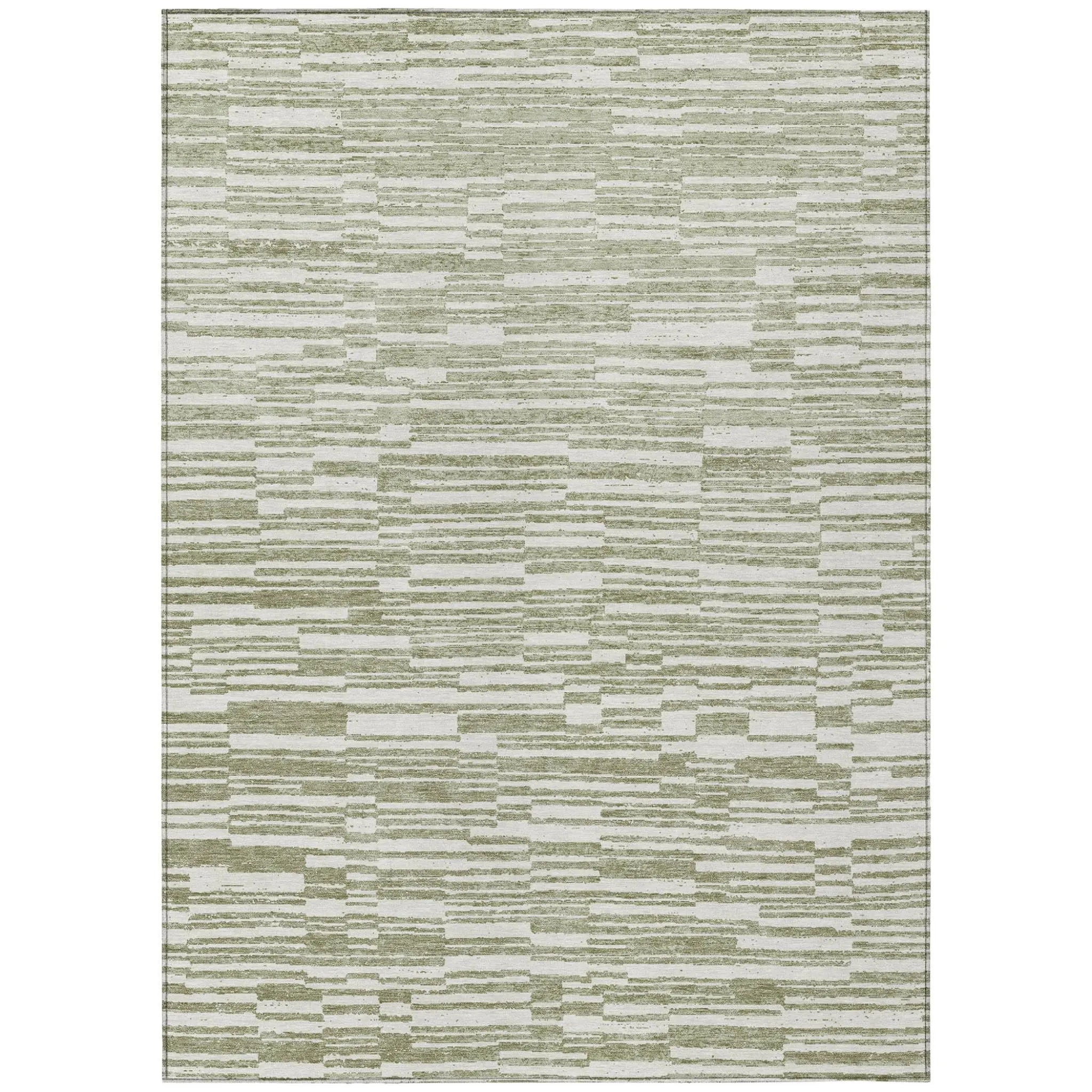10' X 14' Sage And Green Striped Washable Indoor Outdoor Area Rug Homeroots Outdoor