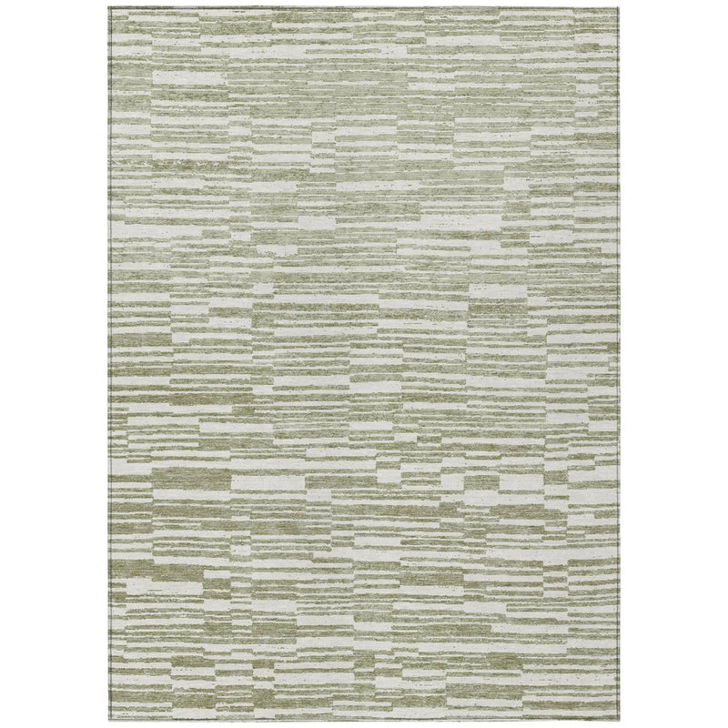 10' X 14' Sage And Green Striped Washable Indoor Outdoor Area Rug Homeroots Outdoor