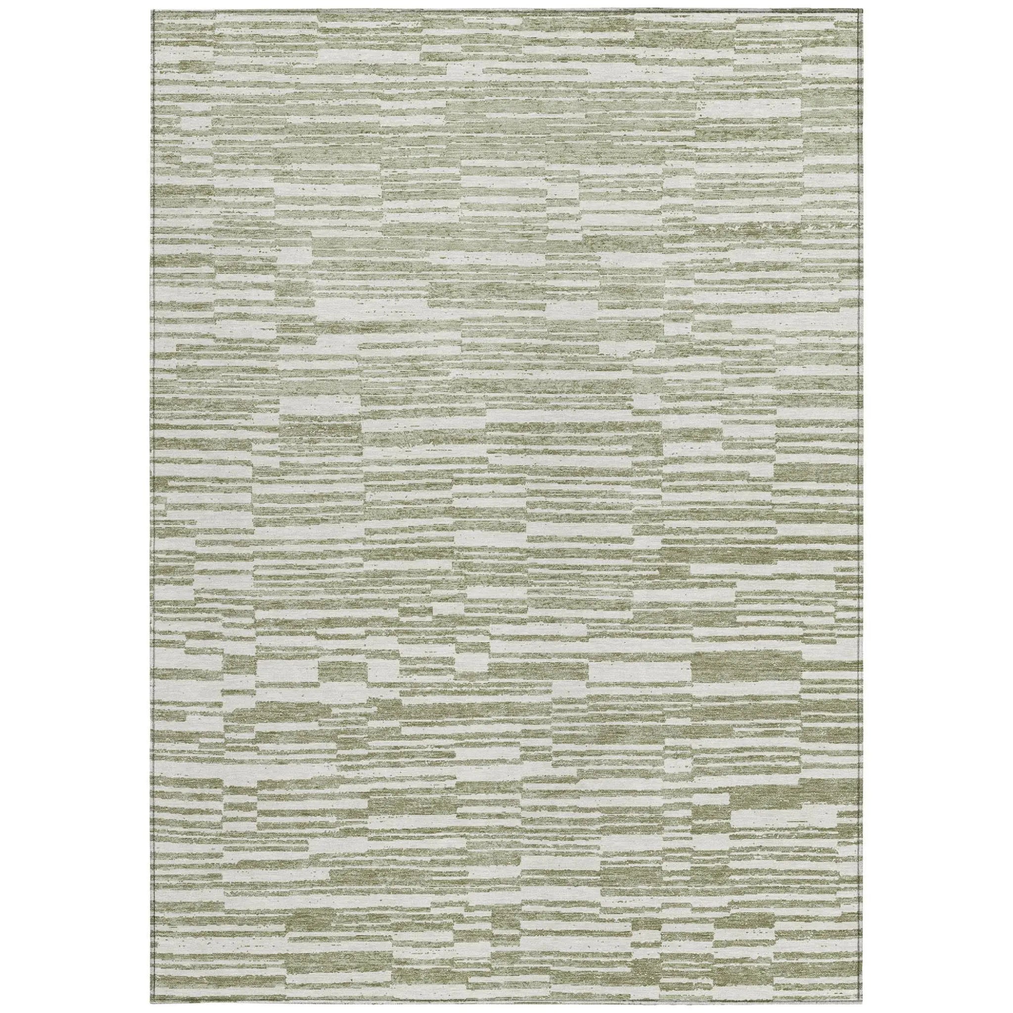 10' X 14' Sage And Green Striped Washable Indoor Outdoor Area Rug Homeroots Outdoor