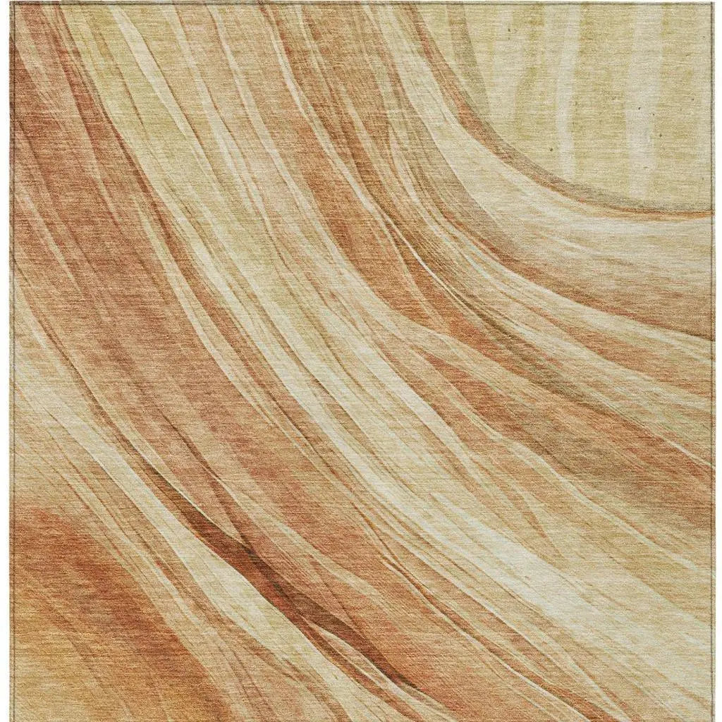 10' X 14' Salmon And Orange Abstract Washable Indoor Outdoor Area Rug Homeroots Outdoor