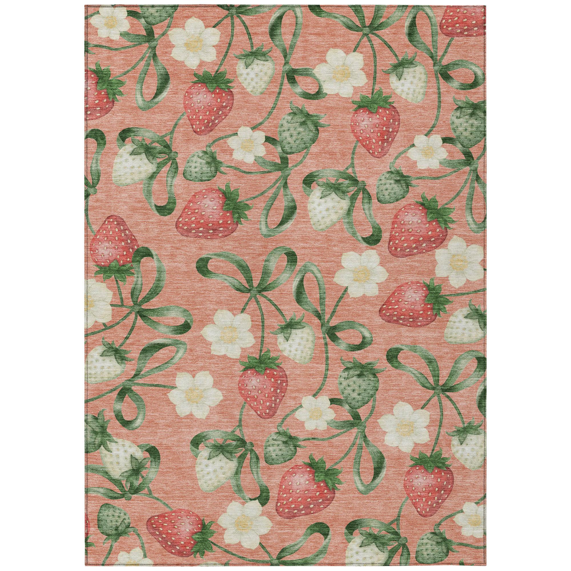 10' X 14' Salmon And Orange Floral Washable Indoor Outdoor Area Rug Homeroots Outdoor