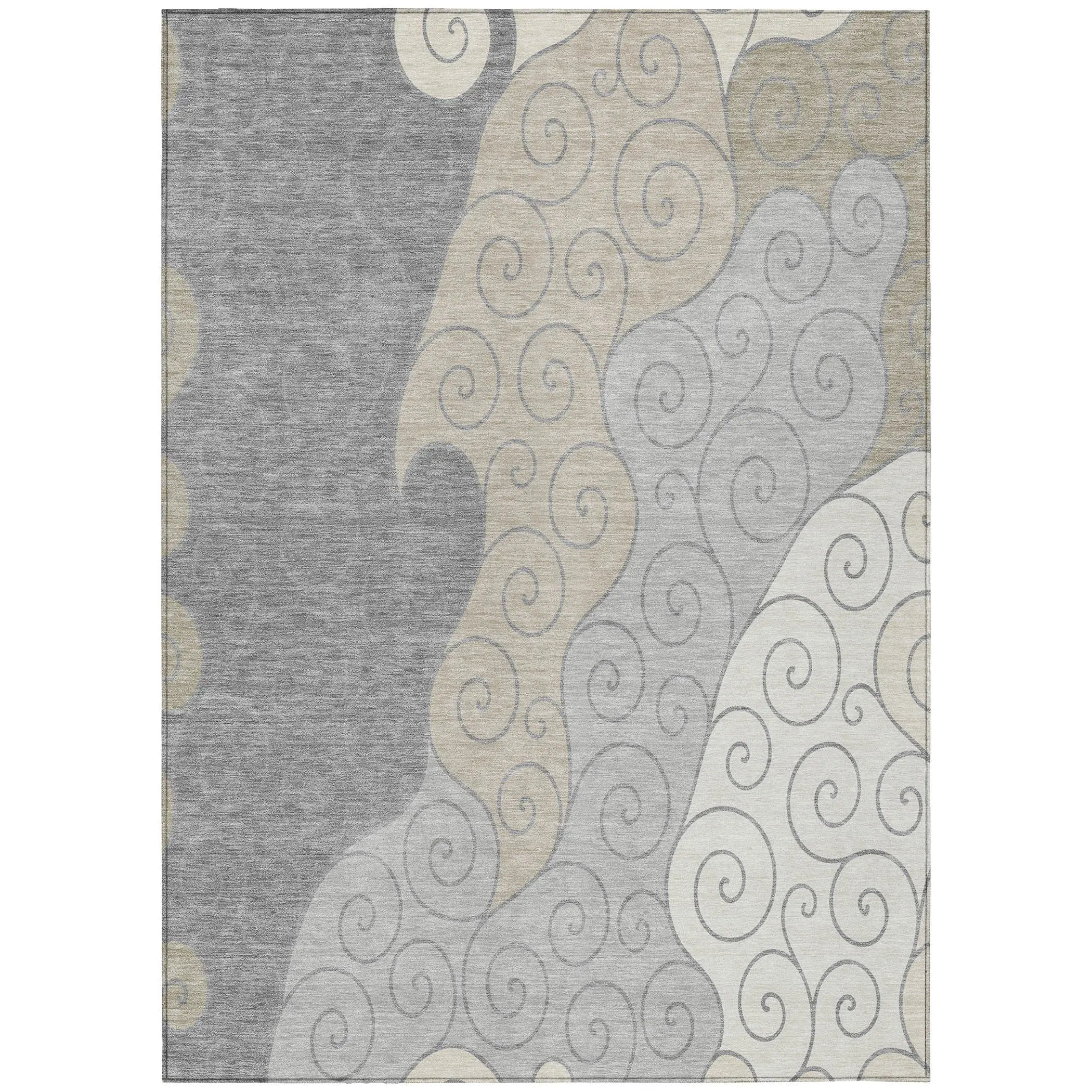 10' X 14' Silver And Beige Abstract Washable Indoor Outdoor Area Rug Homeroots Outdoor
