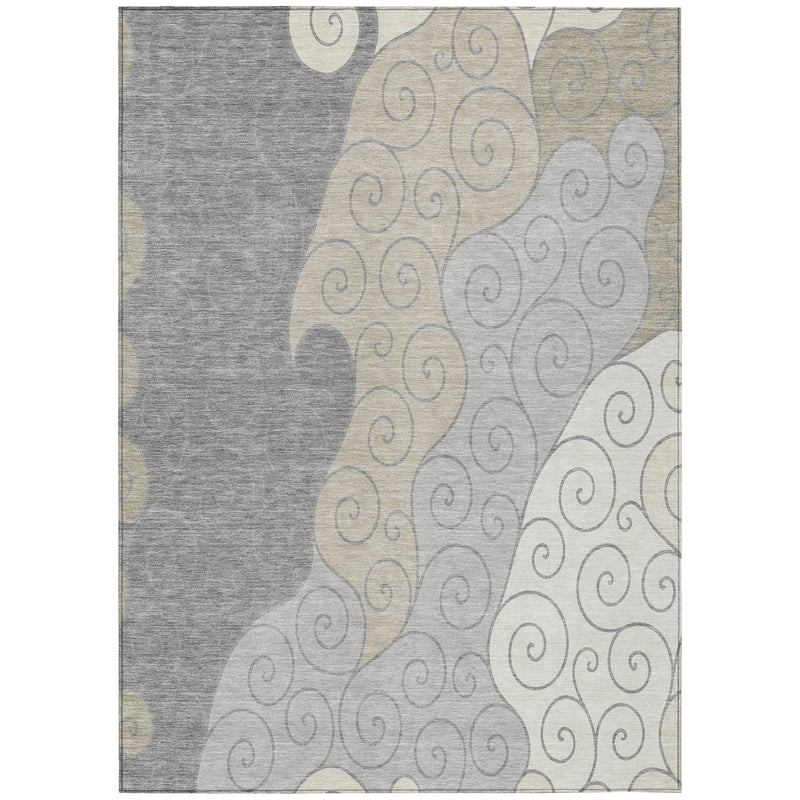 10' X 14' Silver And Beige Abstract Washable Indoor Outdoor Area Rug Homeroots Outdoor