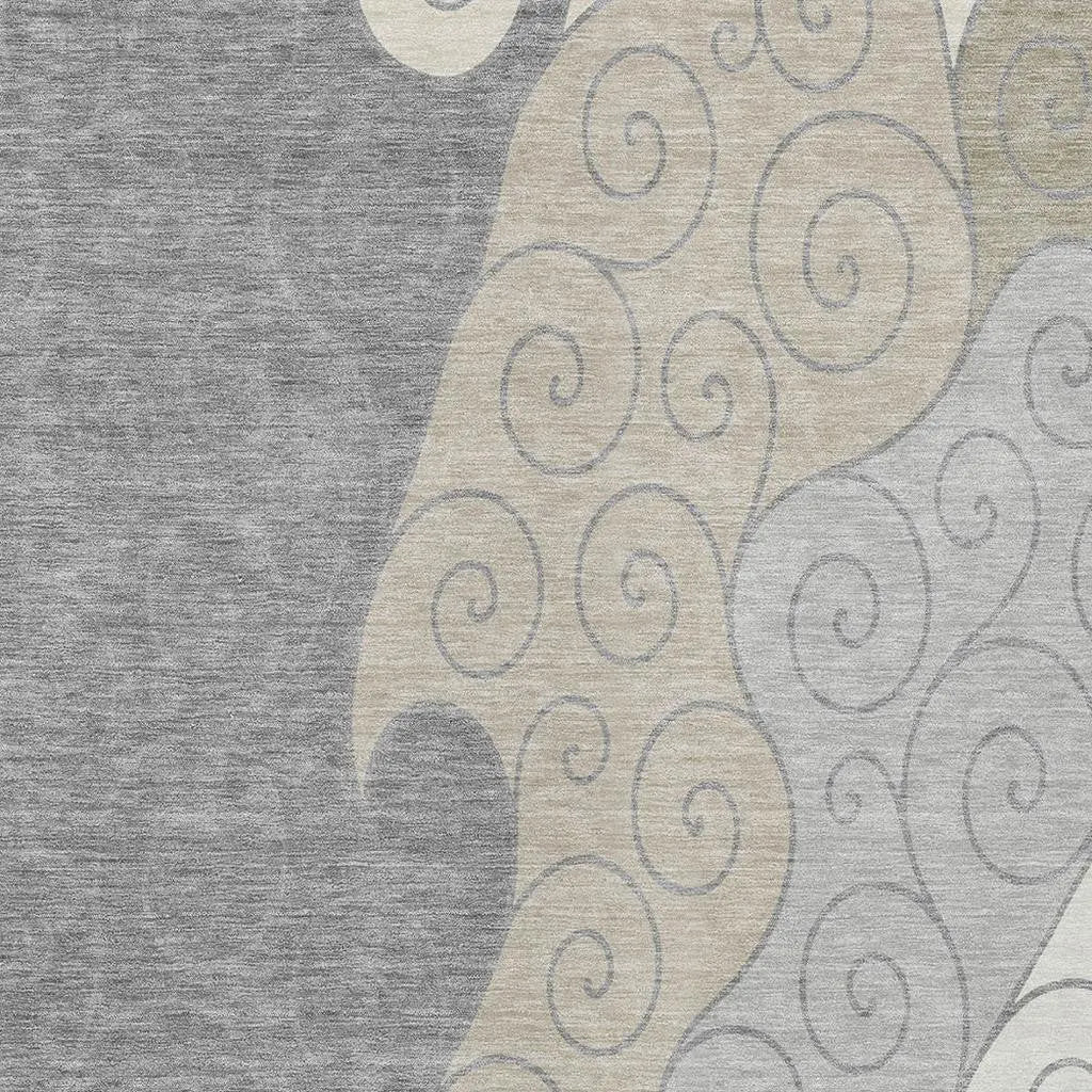 10' X 14' Silver And Beige Abstract Washable Indoor Outdoor Area Rug Homeroots Outdoor