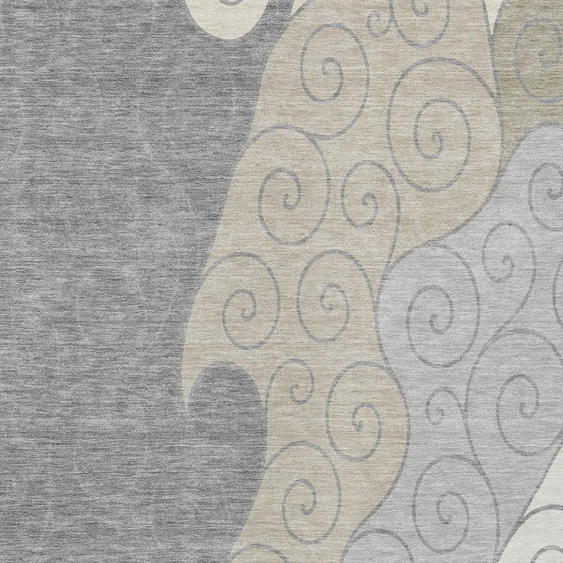 10' X 14' Silver And Beige Abstract Washable Indoor Outdoor Area Rug Homeroots Outdoor
