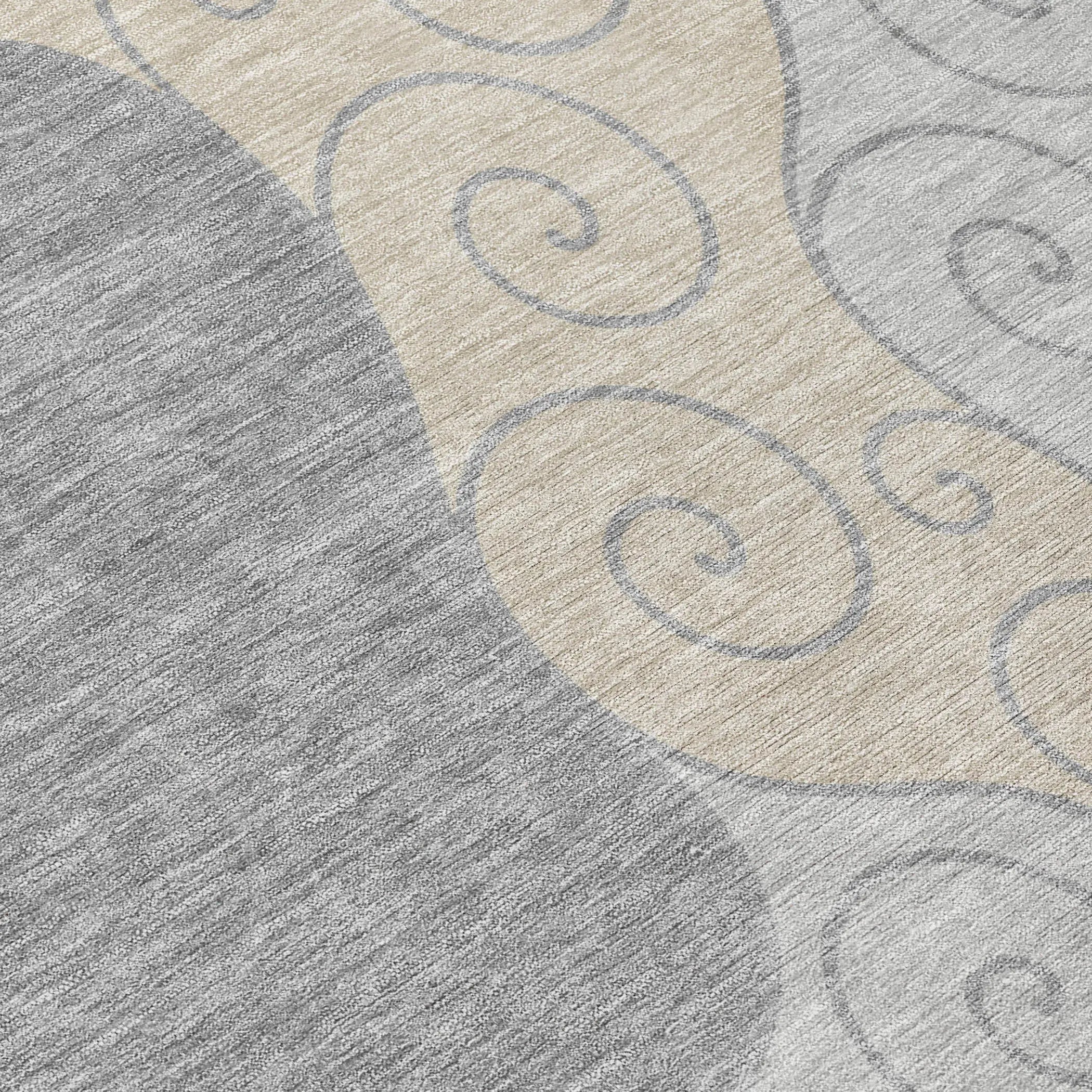 10' X 14' Silver And Beige Abstract Washable Indoor Outdoor Area Rug Homeroots Outdoor