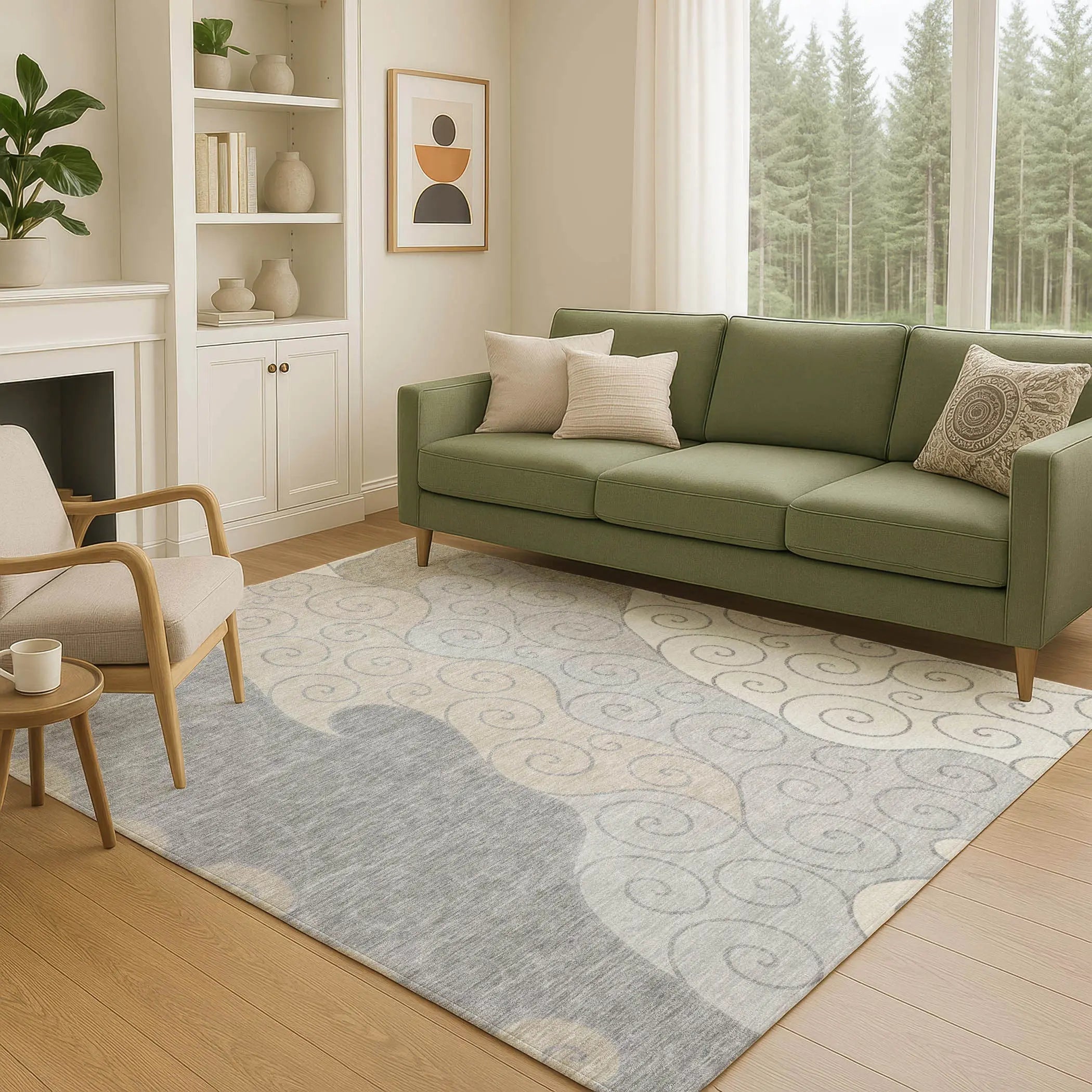 10' X 14' Silver And Beige Abstract Washable Indoor Outdoor Area Rug Homeroots Outdoor