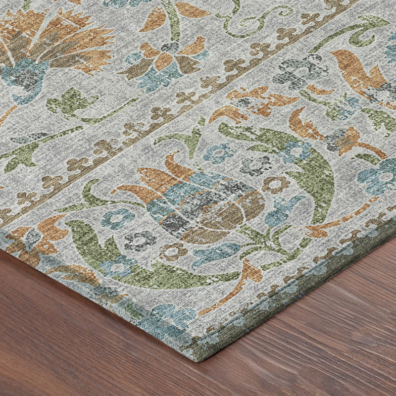 10' X 14' Silver And Brown Floral Washable Indoor Outdoor Area Rug Homeroots Outdoor