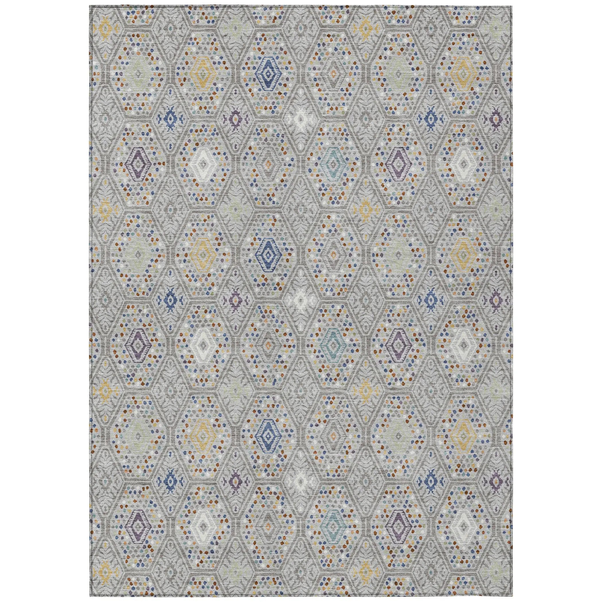 10' X 14' Silver And Brown Geometric Washable Indoor Outdoor Area Rug Homeroots Outdoor