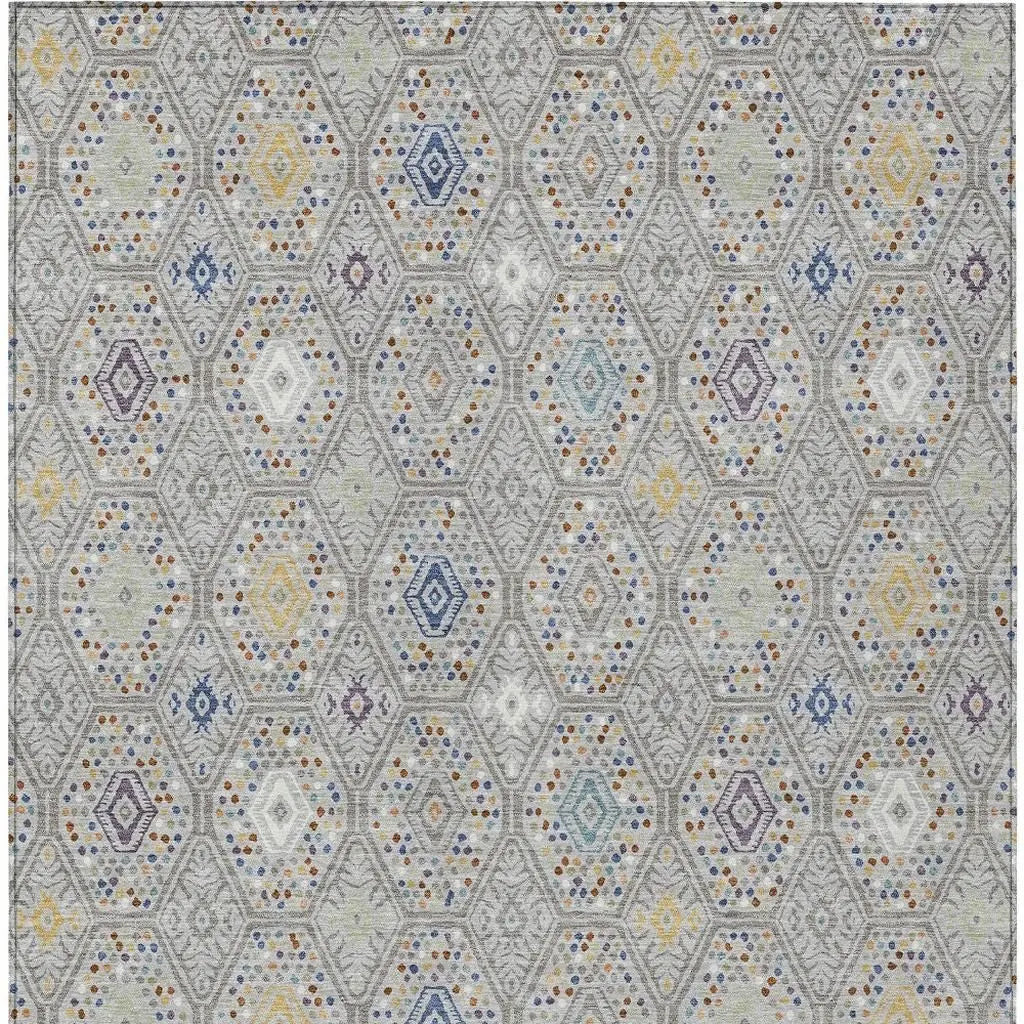 10' X 14' Silver And Brown Geometric Washable Indoor Outdoor Area Rug Homeroots Outdoor