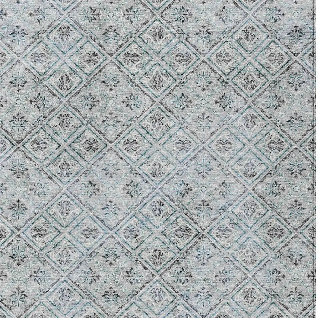 10' X 14' Silver And Brown Geometric Washable Indoor Outdoor Area Rug Homeroots Outdoor