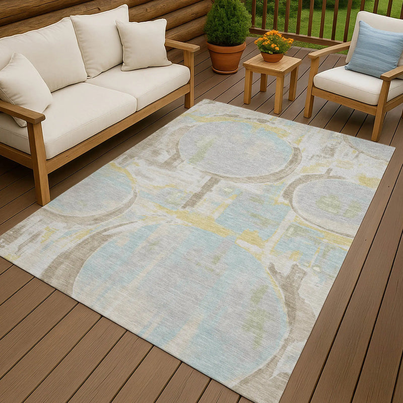 10' X 14' Silver And Gray Abstract Washable Indoor Outdoor Area Rug Homeroots Outdoor