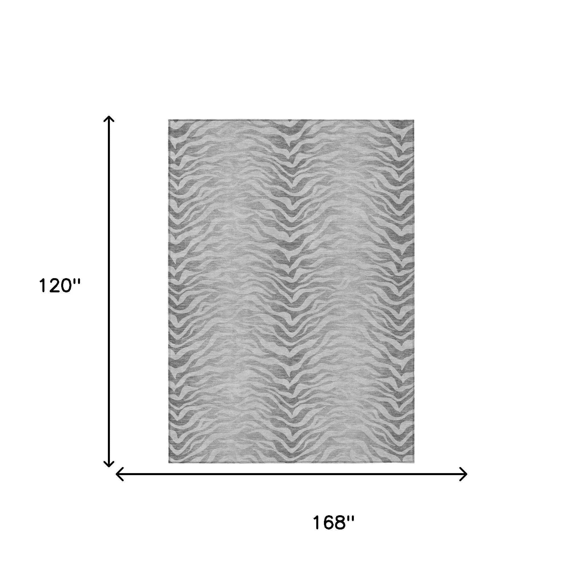 10' X 14' Silver And Gray Animal Print Washable Indoor Outdoor Area Rug Homeroots Outdoor