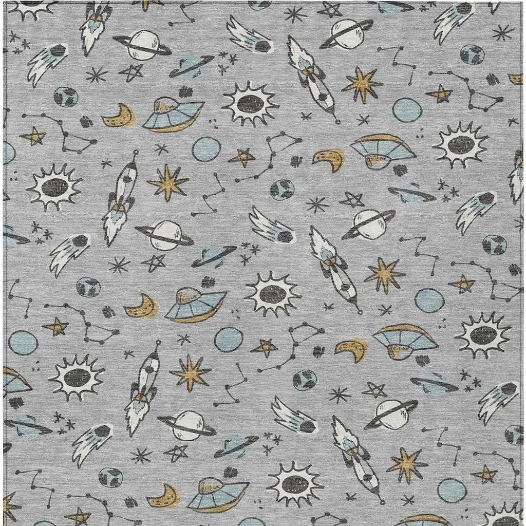 10' X 14' Silver And Gray Animal Print Washable Indoor Outdoor Area Rug Homeroots Outdoor