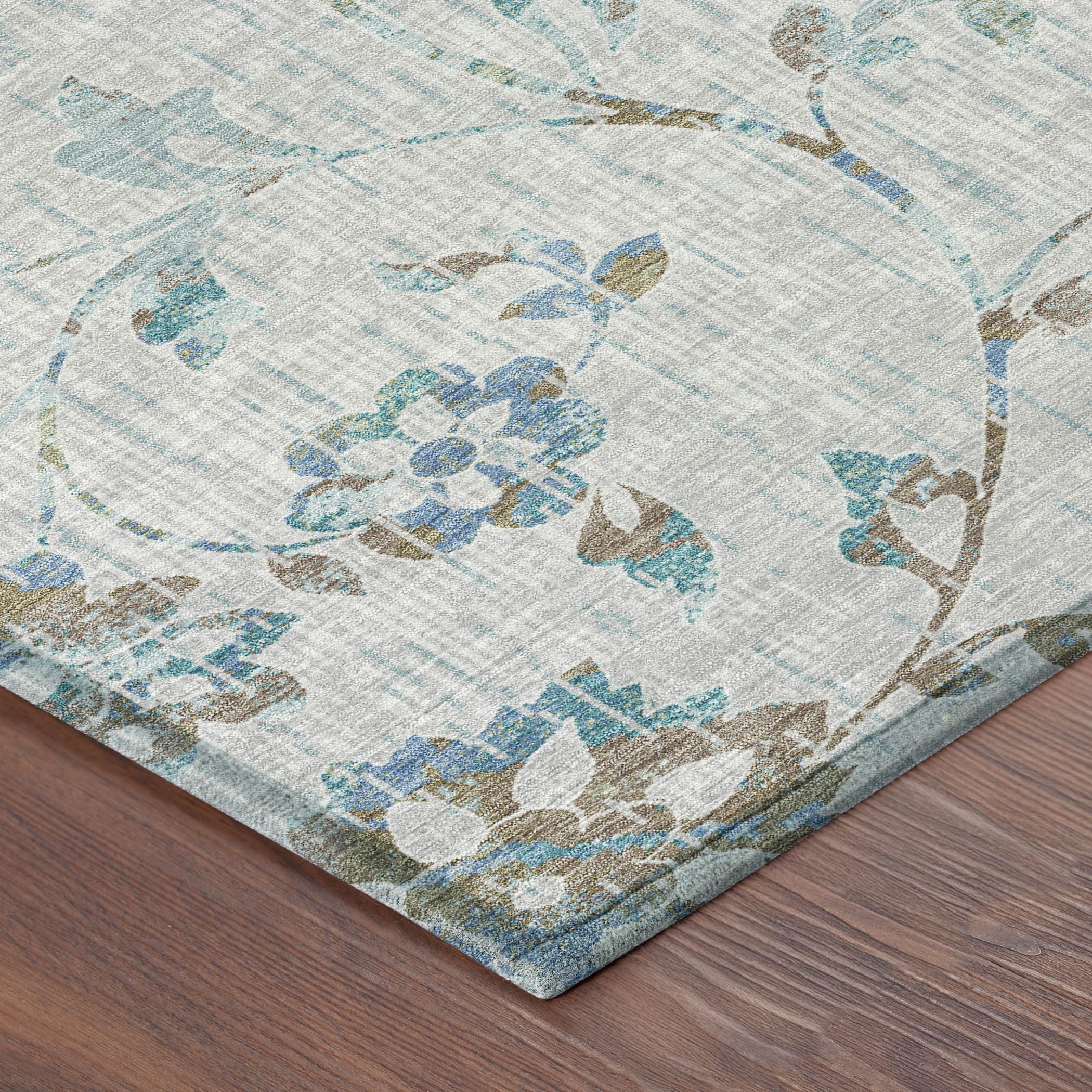 10' X 14' Silver And Gray Floral Washable Indoor Outdoor Area Rug Homeroots Outdoor