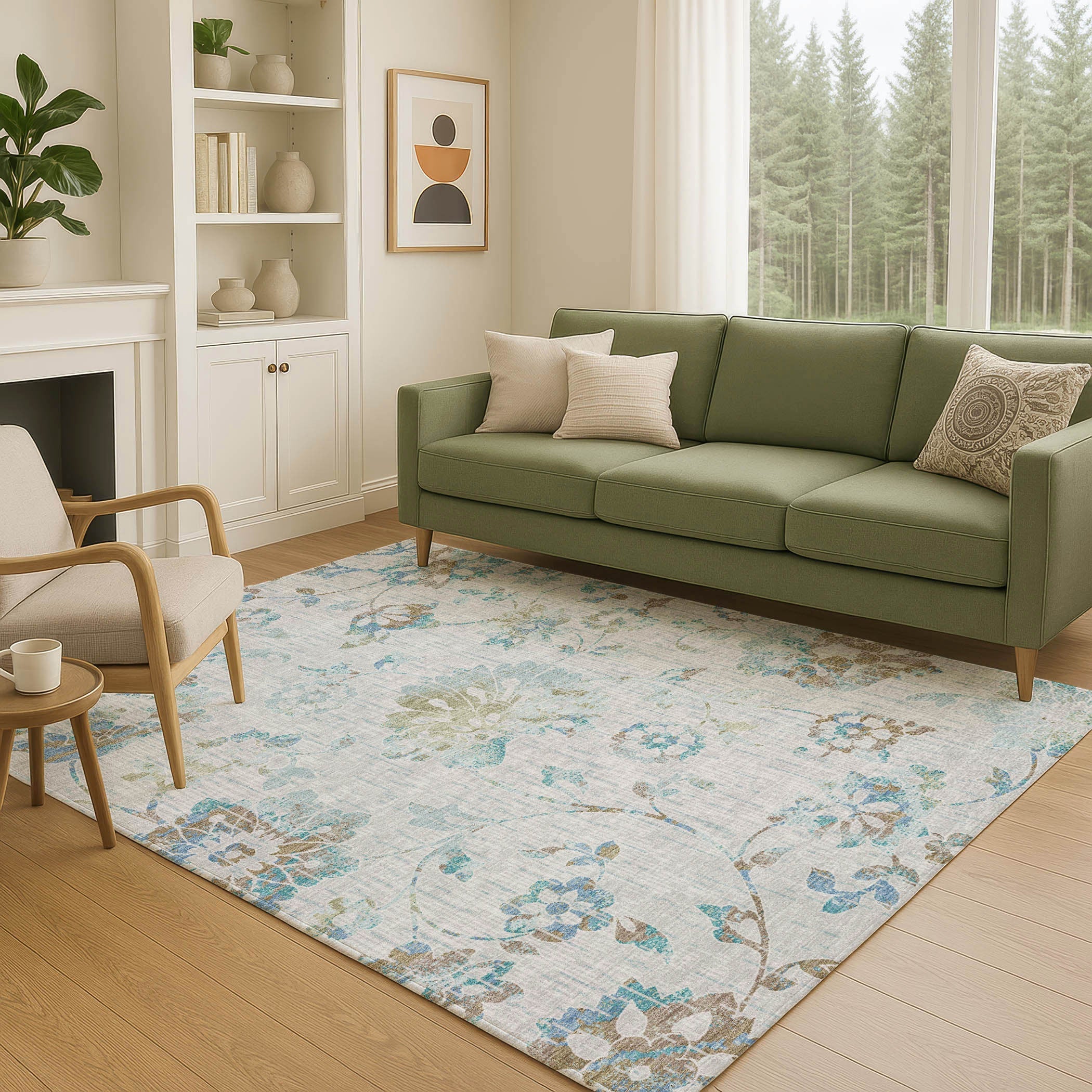10' X 14' Silver And Gray Floral Washable Indoor Outdoor Area Rug Homeroots Outdoor