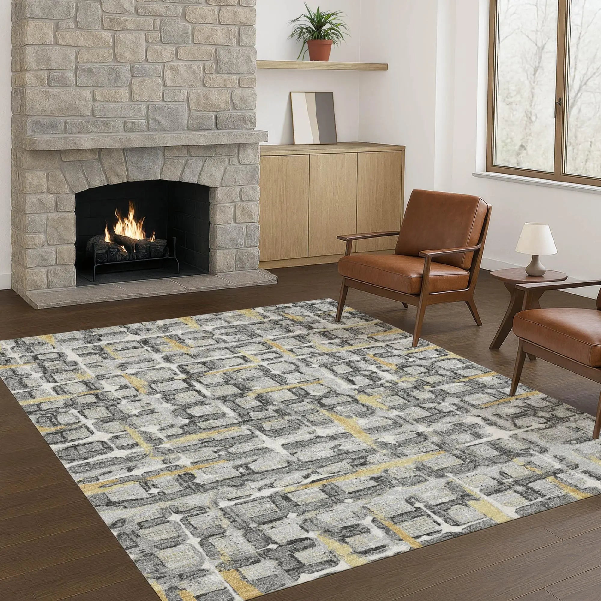 10' X 14' Silver And Gray Geometric Washable Indoor Outdoor Area Rug Homeroots Outdoor