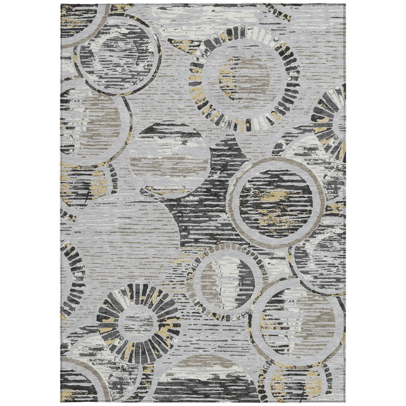 10' X 14' Silver And Gray Geometric Washable Indoor Outdoor Area Rug Homeroots Outdoor