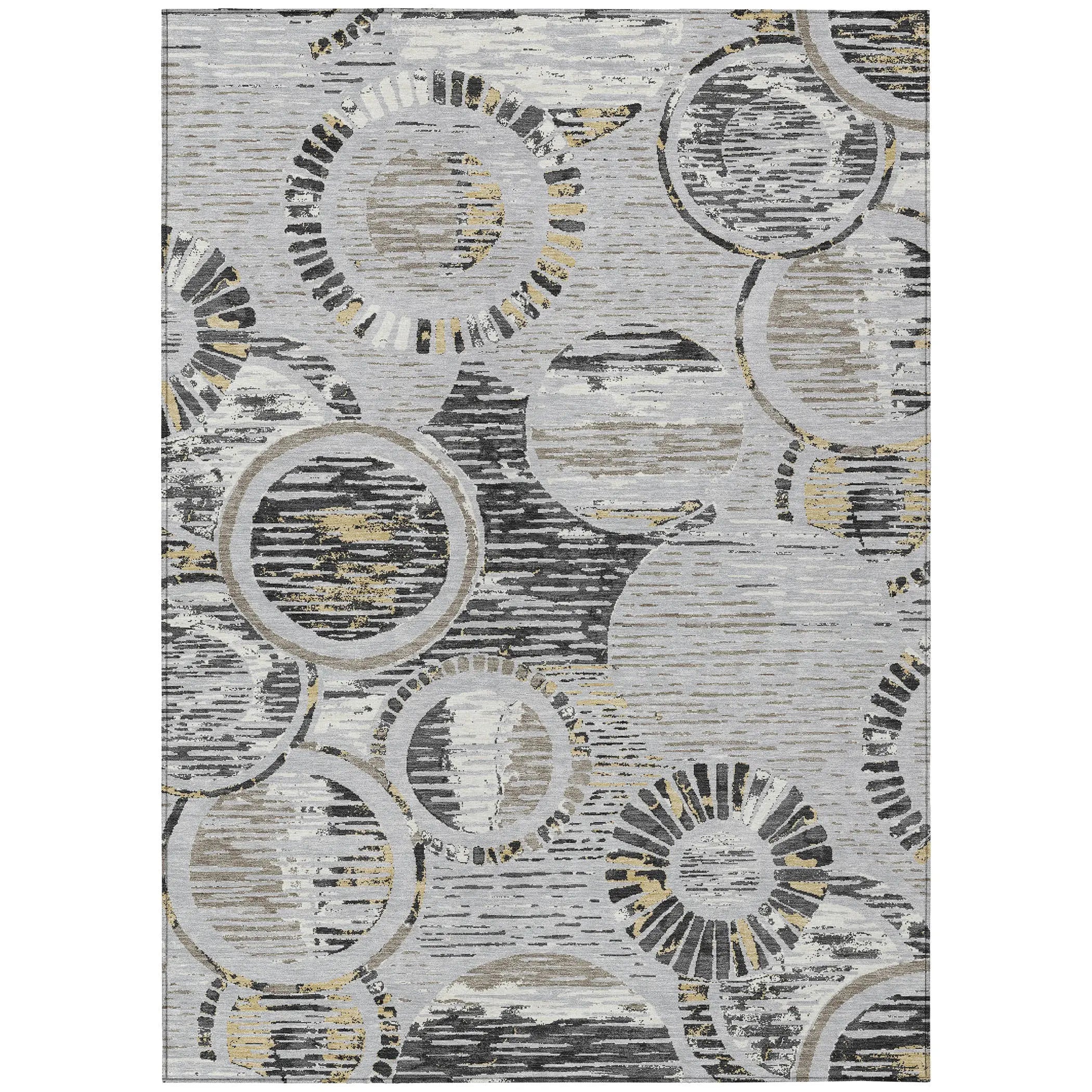 10' X 14' Silver And Gray Geometric Washable Indoor Outdoor Area Rug Homeroots Outdoor