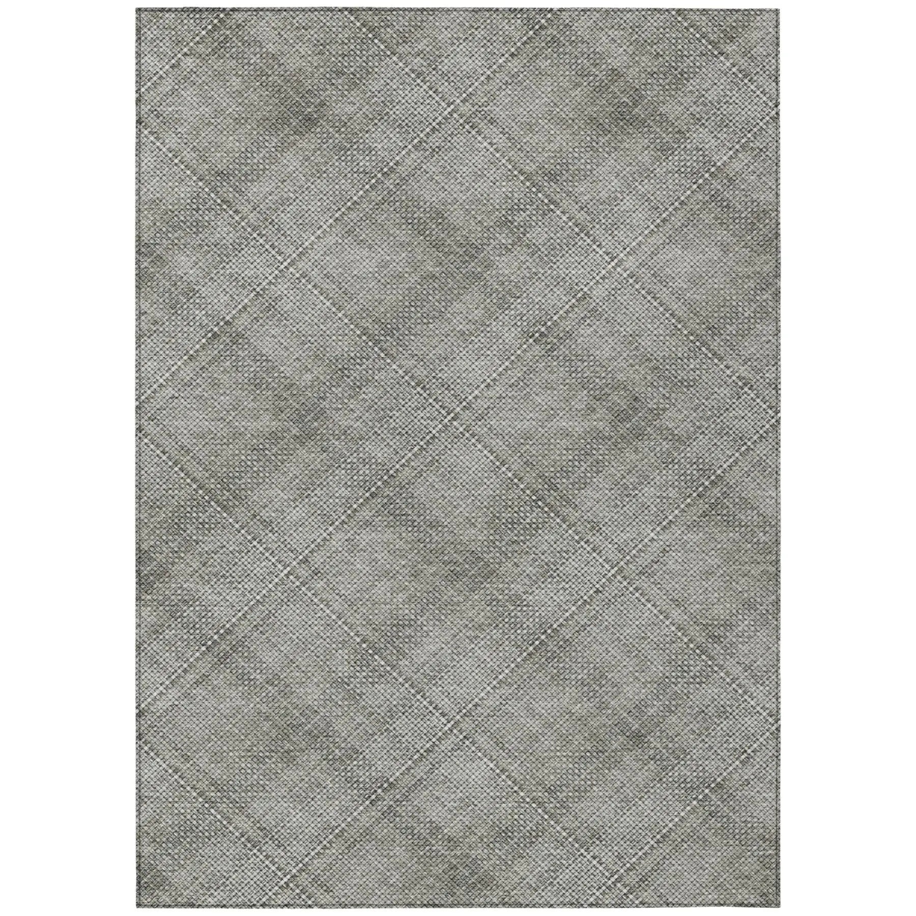 10' X 14' Silver And Gray Plaid Washable Indoor Outdoor Area Rug Homeroots Outdoor