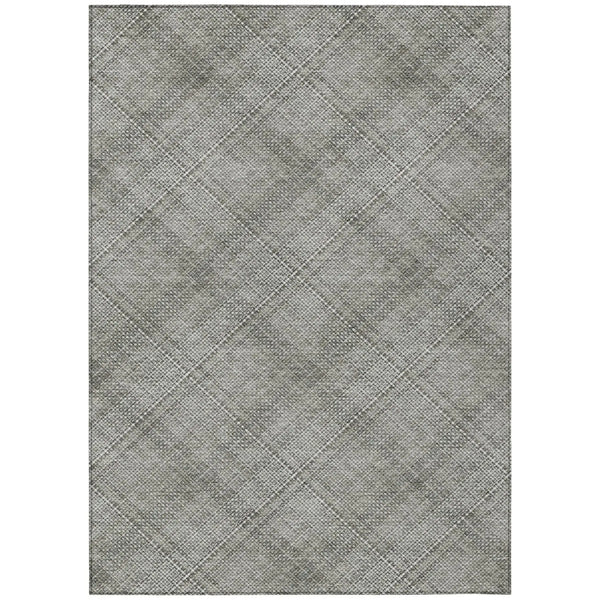 10' X 14' Silver And Gray Plaid Washable Indoor Outdoor Area Rug Homeroots Outdoor