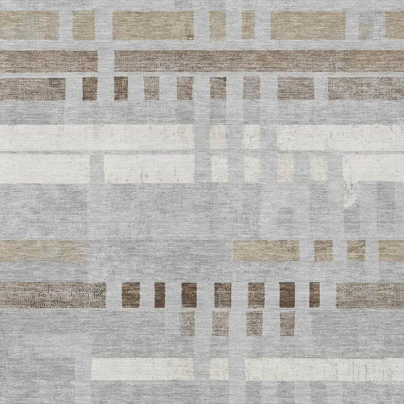 10' X 14' Silver And Gray Striped Washable Indoor Outdoor Area Rug Homeroots Outdoor