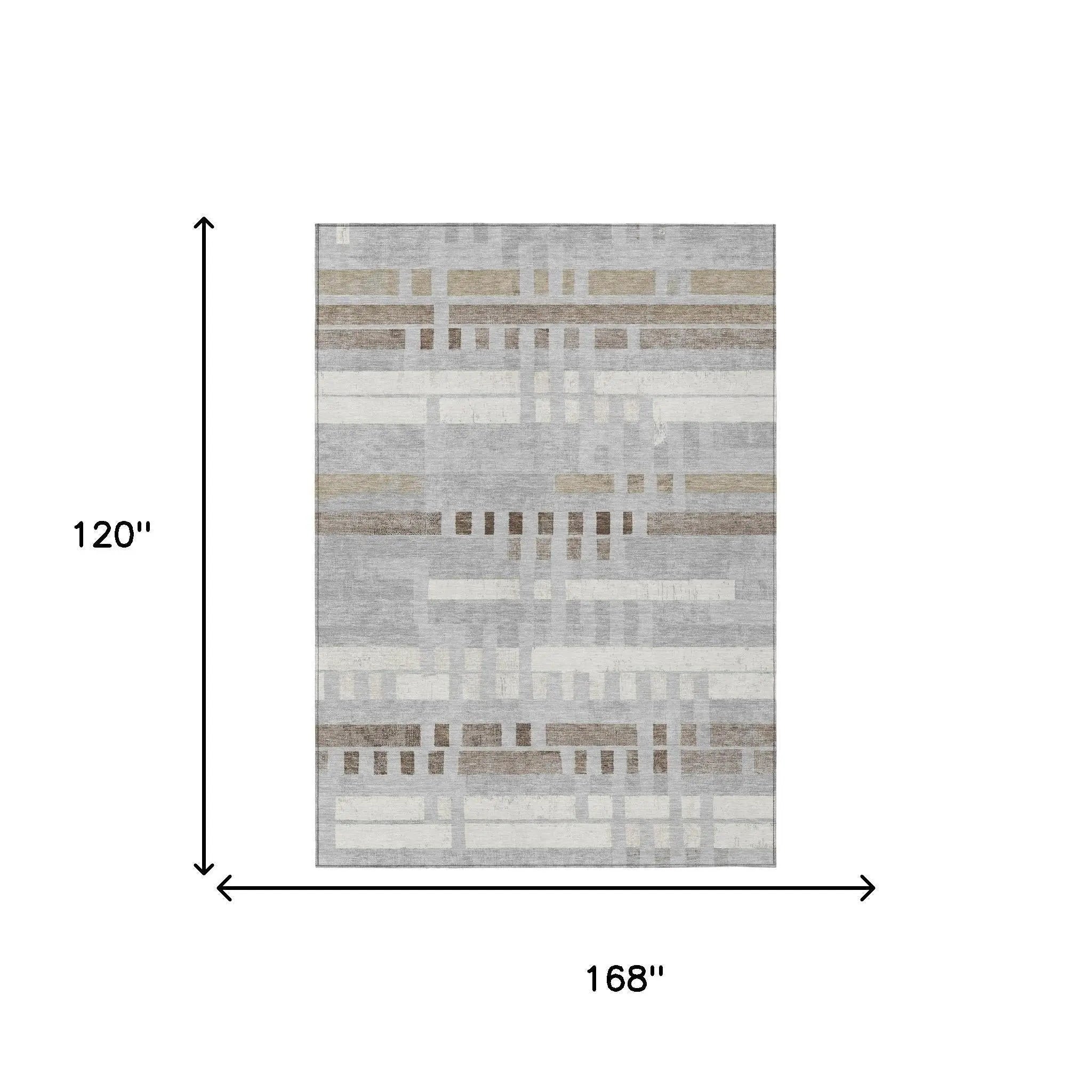 10' X 14' Silver And Gray Striped Washable Indoor Outdoor Area Rug Homeroots Outdoor