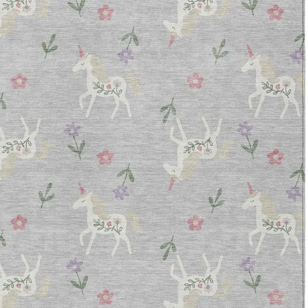 10' X 14' Silver And Ivory Floral Washable Indoor Outdoor Area Rug Homeroots Outdoor