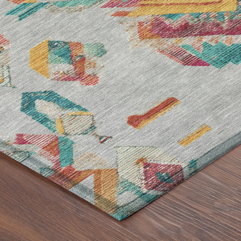 10' X 14' Silver And Ivory Tribal Washable Indoor Outdoor Area Rug Homeroots Outdoor