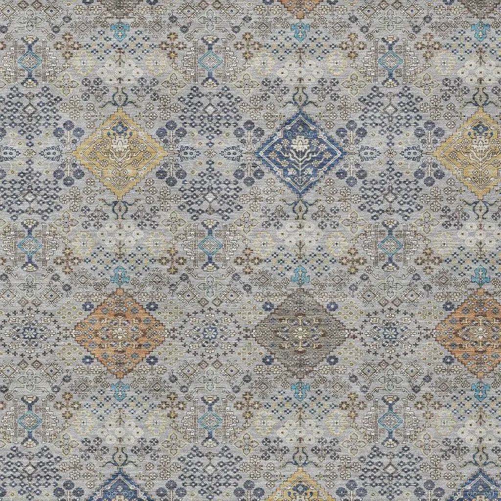 10' X 14' Silver And Navy Blue Oriental Washable Indoor Outdoor Area Rug Homeroots Outdoor
