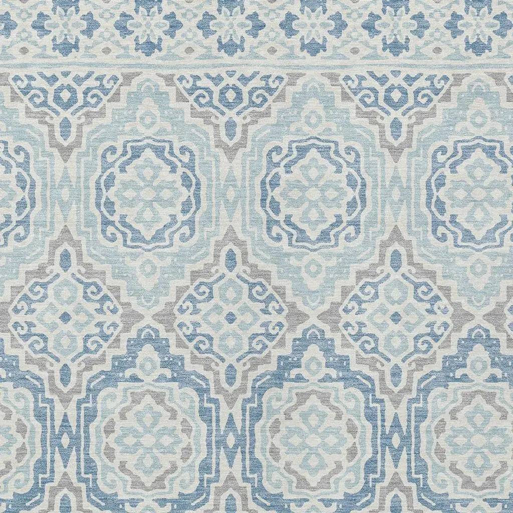 10' X 14' Sky Blue And Beige Tribal Washable Indoor Outdoor Area Rug Homeroots Outdoor