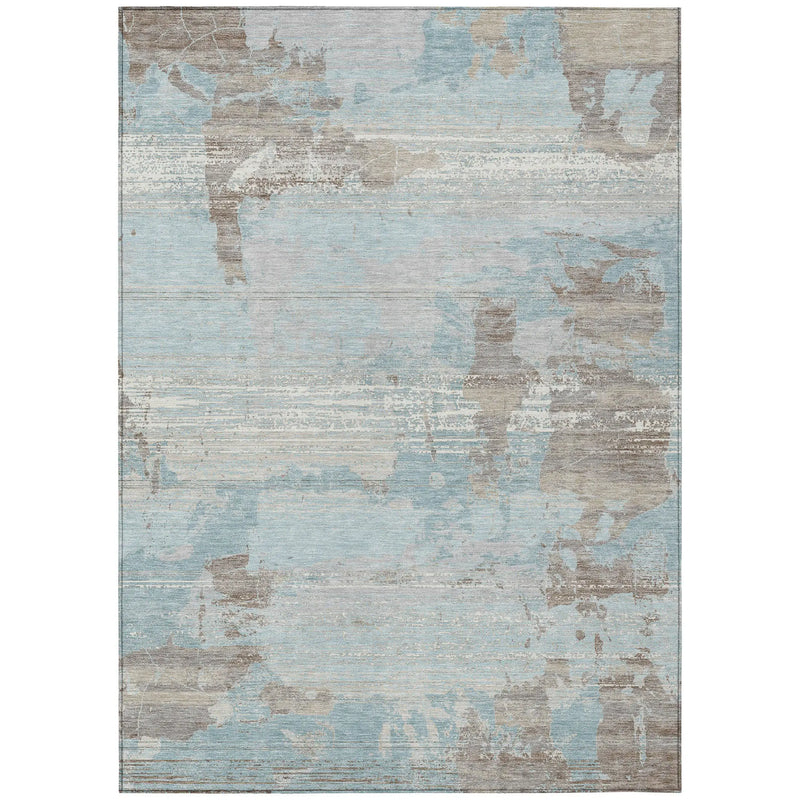 10' X 14' Sky Blue And Blue Abstract Washable Indoor Outdoor Area Rug Homeroots Outdoor
