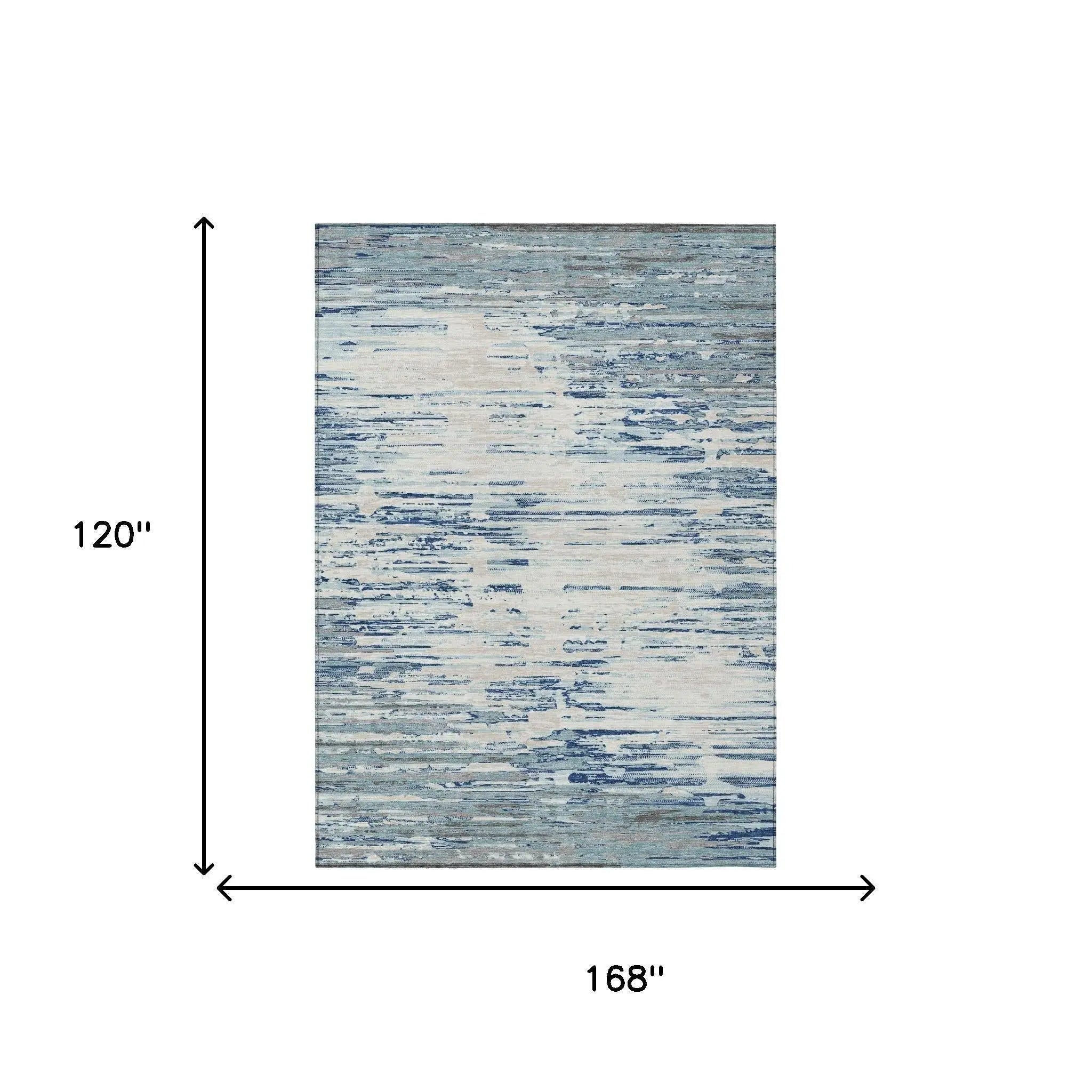 10' X 14' Sky Blue And Blue Abstract Washable Indoor Outdoor Area Rug Homeroots Outdoor