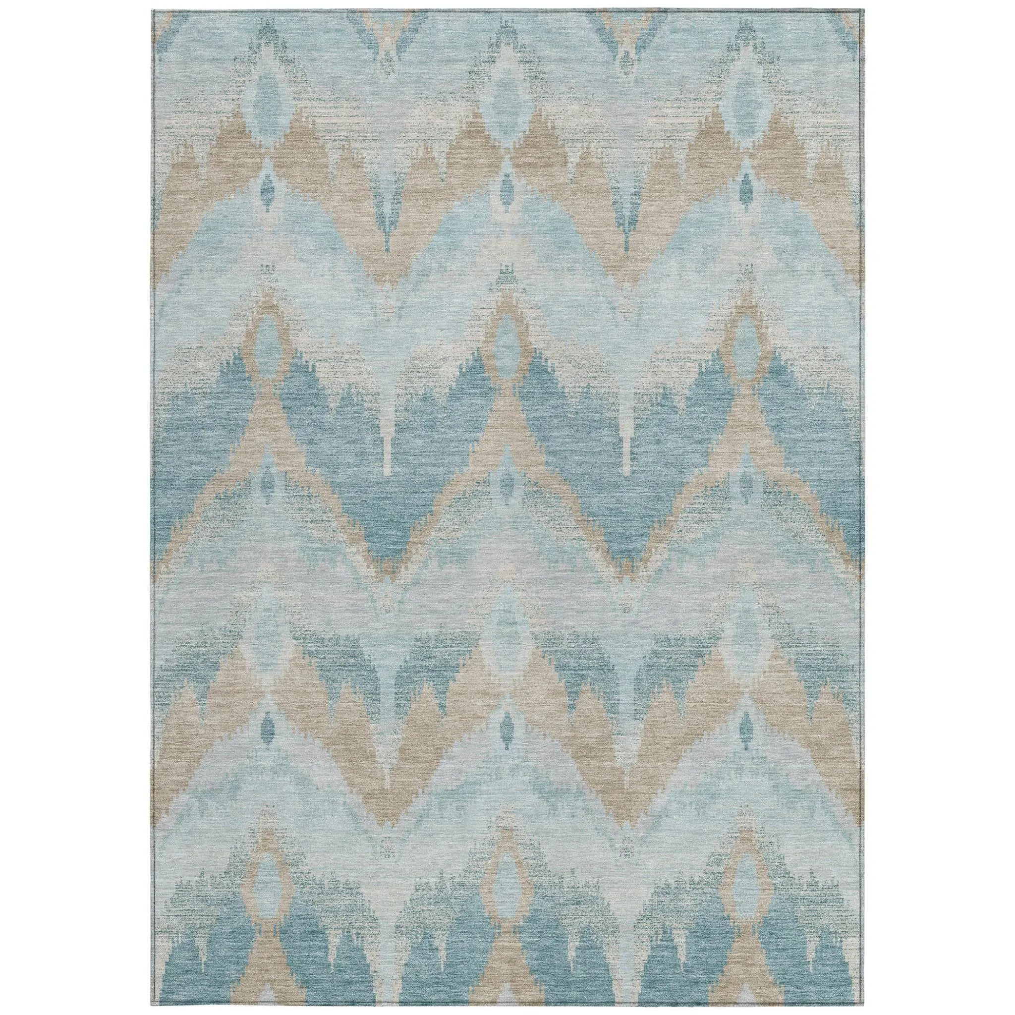 10' X 14' Sky Blue And Blue Abstract Washable Indoor Outdoor Area Rug Homeroots Outdoor