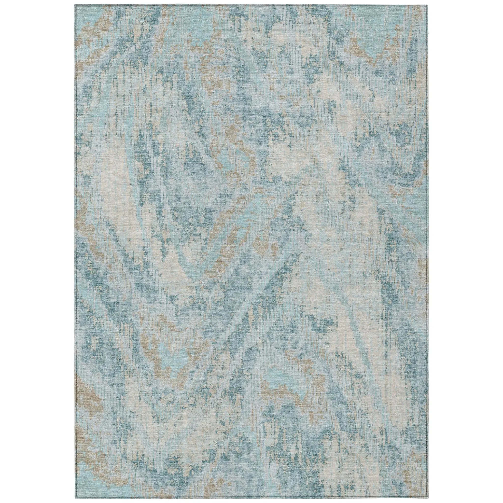 10' X 14' Sky Blue And Blue Abstract Washable Indoor Outdoor Area Rug Homeroots Outdoor