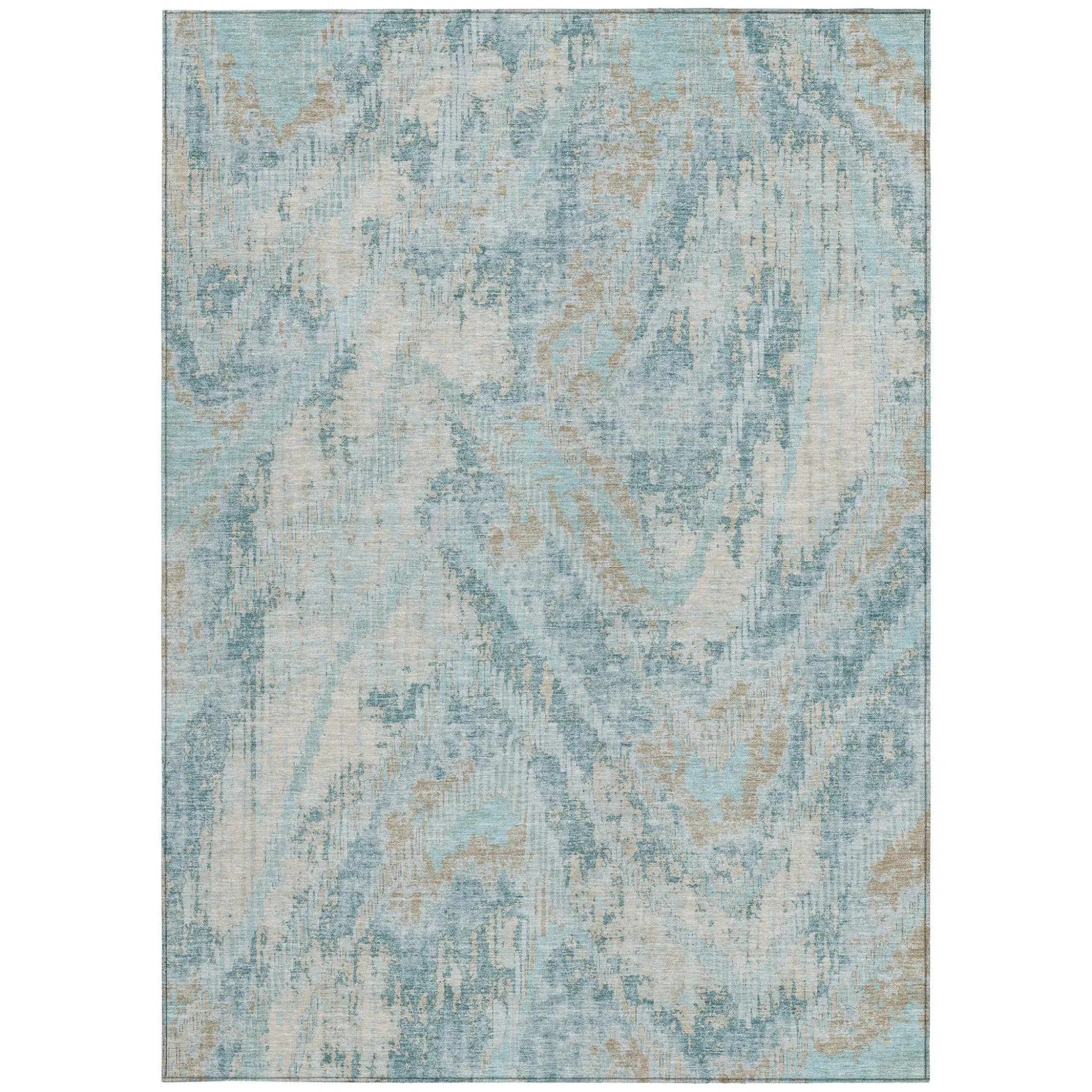 10' X 14' Sky Blue And Blue Abstract Washable Indoor Outdoor Area Rug Homeroots Outdoor