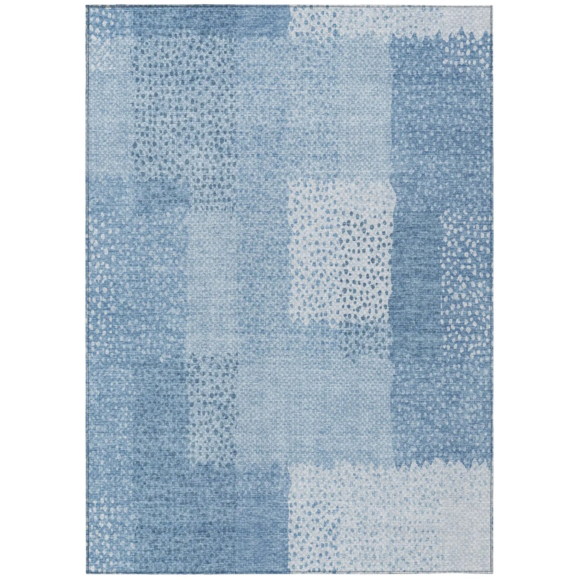 10' X 14' Sky Blue And Blue Abstract Washable Indoor Outdoor Area Rug Homeroots Outdoor