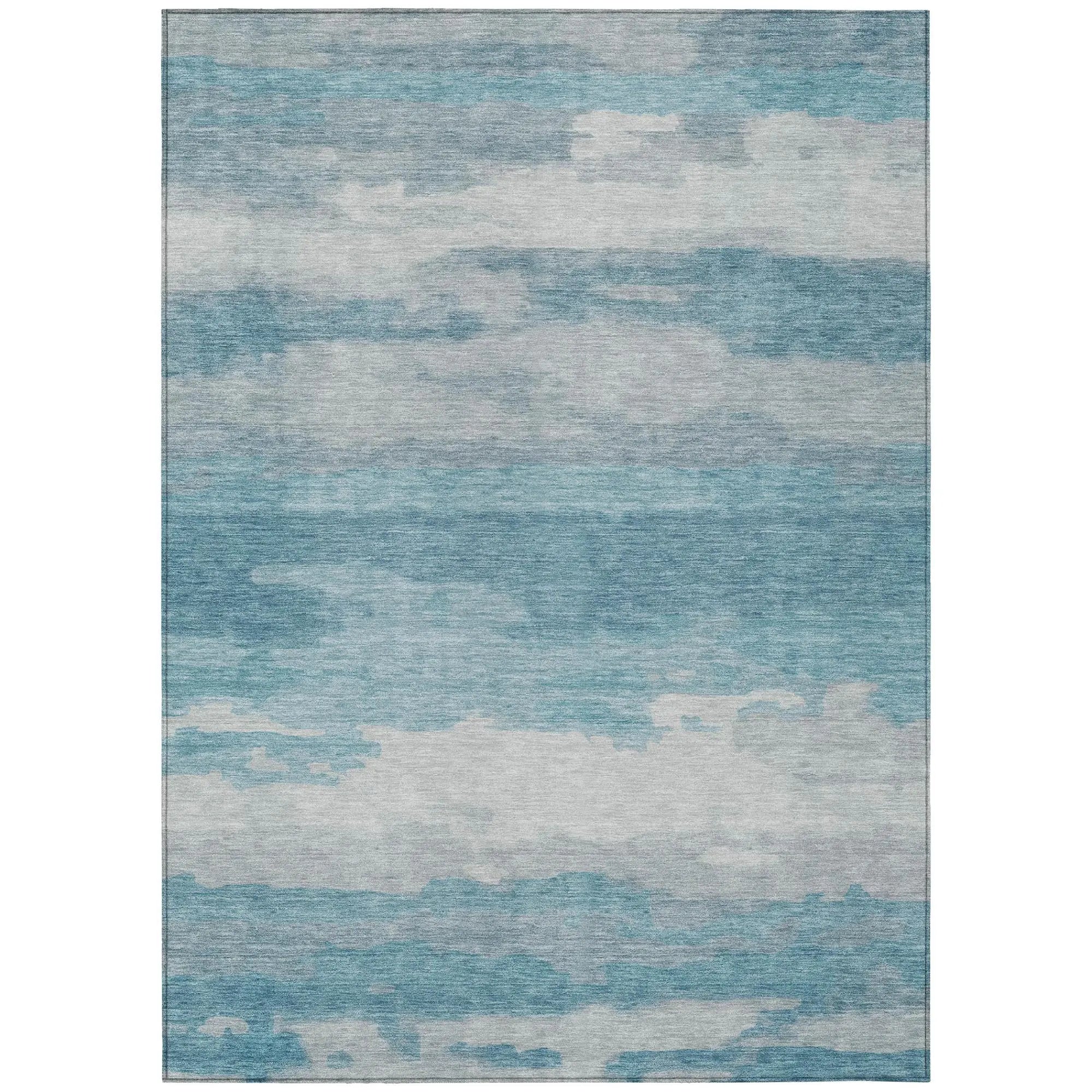 10' X 14' Sky Blue And Blue Abstract Washable Indoor Outdoor Area Rug Homeroots Outdoor