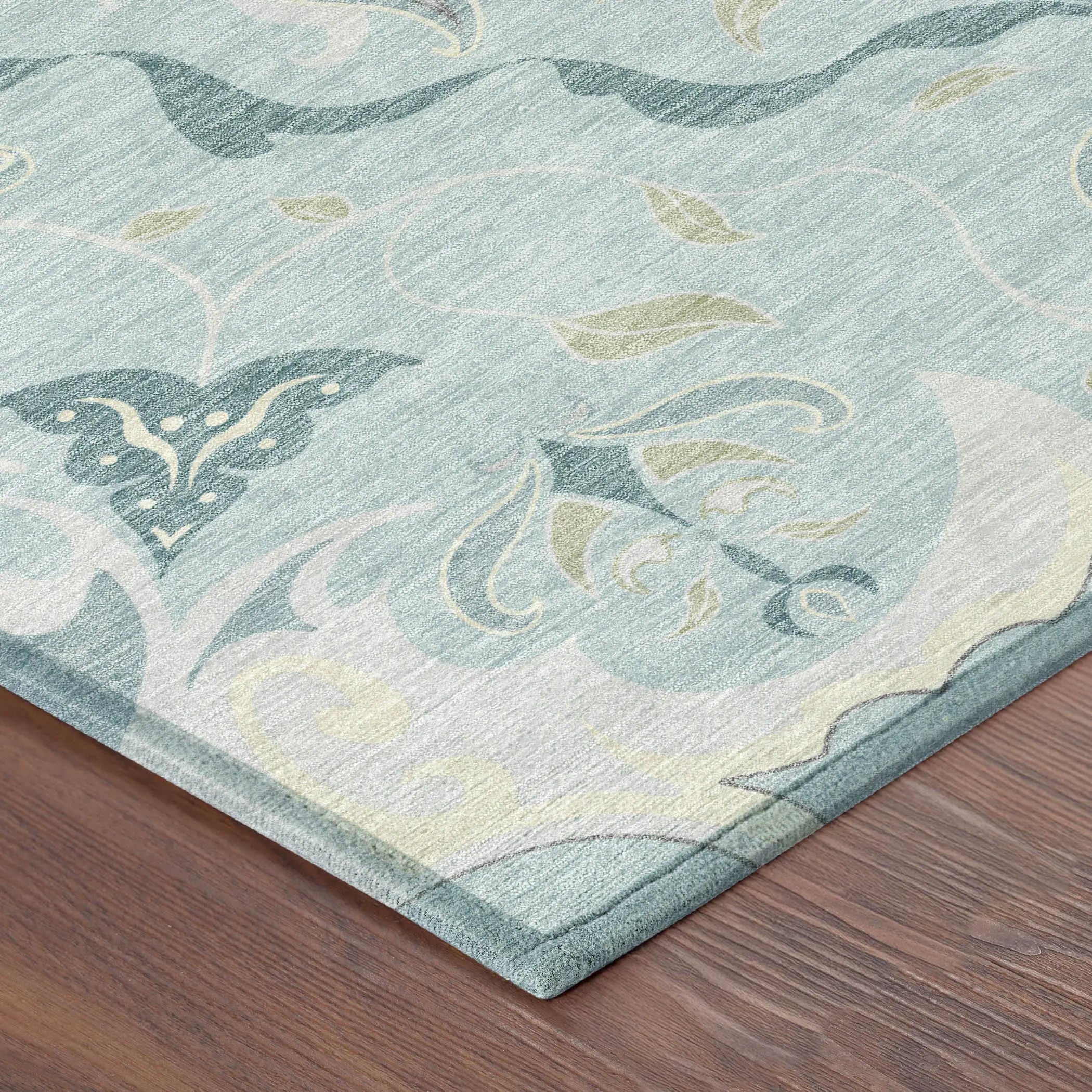 10' X 14' Sky Blue And Blue Damask Washable Indoor Outdoor Area Rug Homeroots Outdoor