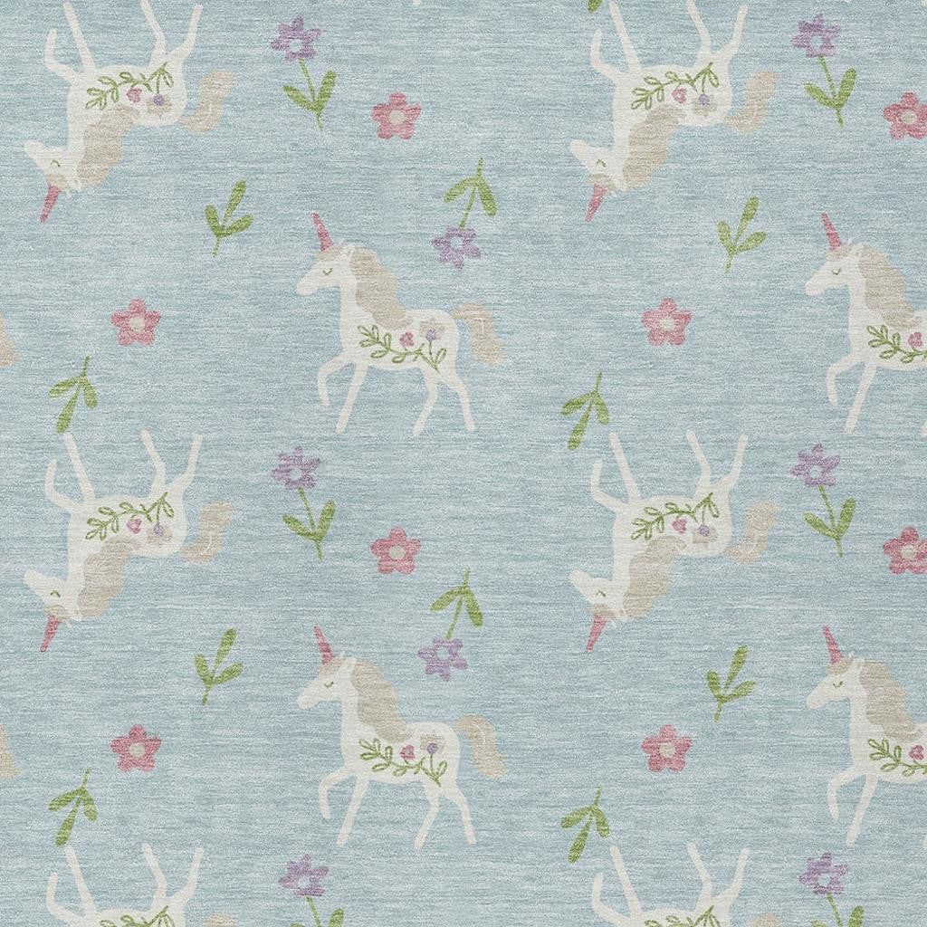 10' X 14' Sky Blue And Blue Floral Washable Indoor Outdoor Area Rug Homeroots Outdoor