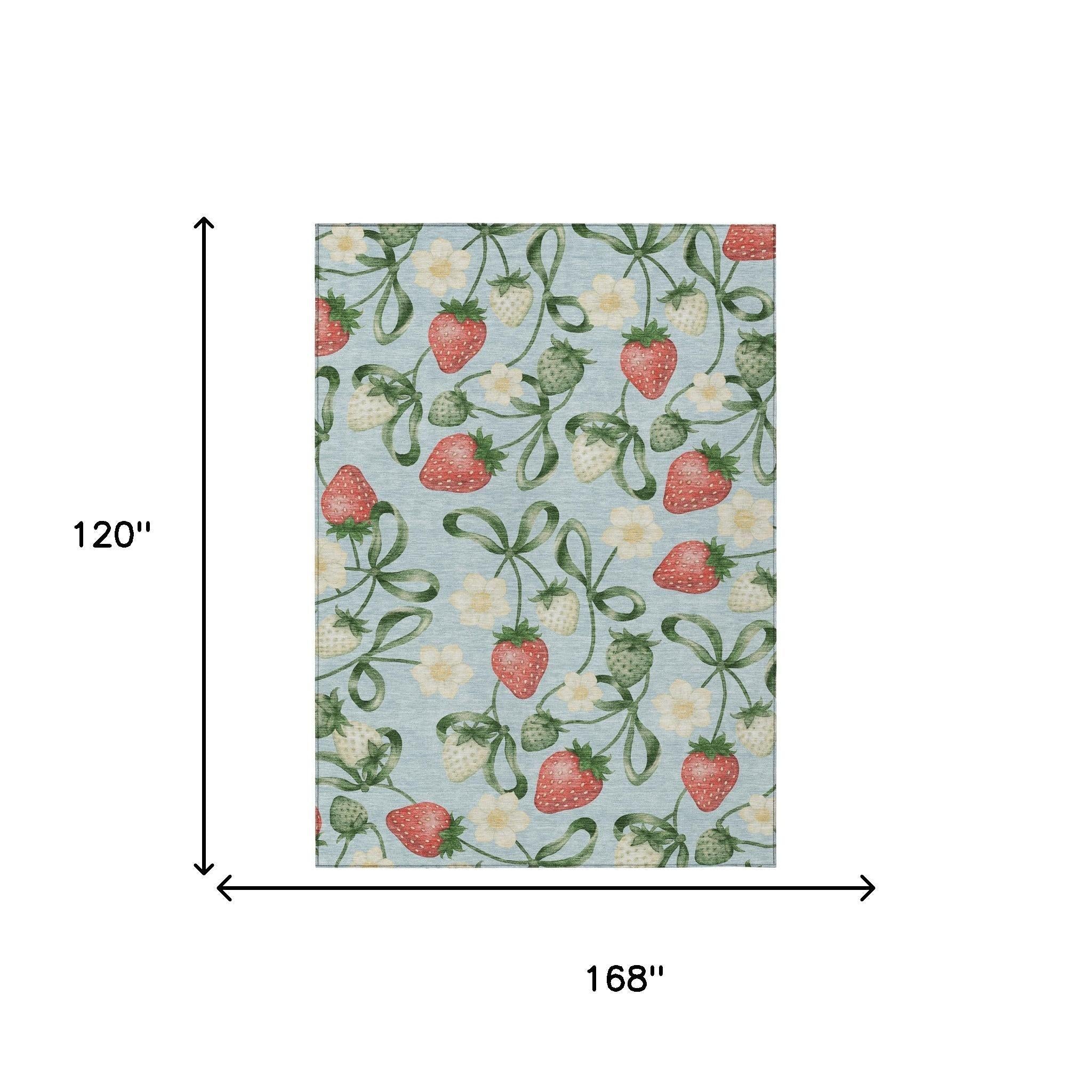 10' X 14' Sky Blue And Blue Floral Washable Indoor Outdoor Area Rug Homeroots Outdoor