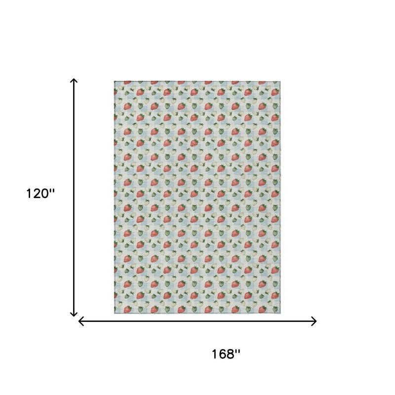 10' X 14' Sky Blue And Blue Floral Washable Indoor Outdoor Area Rug Homeroots Outdoor