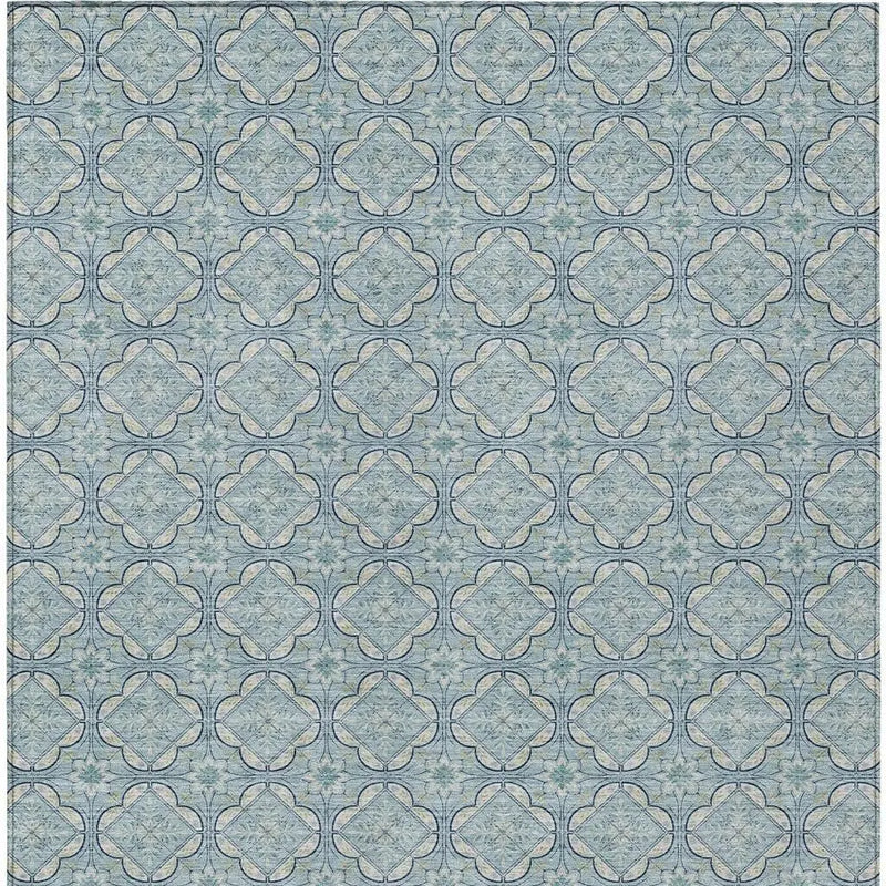 10' X 14' Sky Blue And Blue Geometric Washable Indoor Outdoor Area Rug Homeroots Outdoor