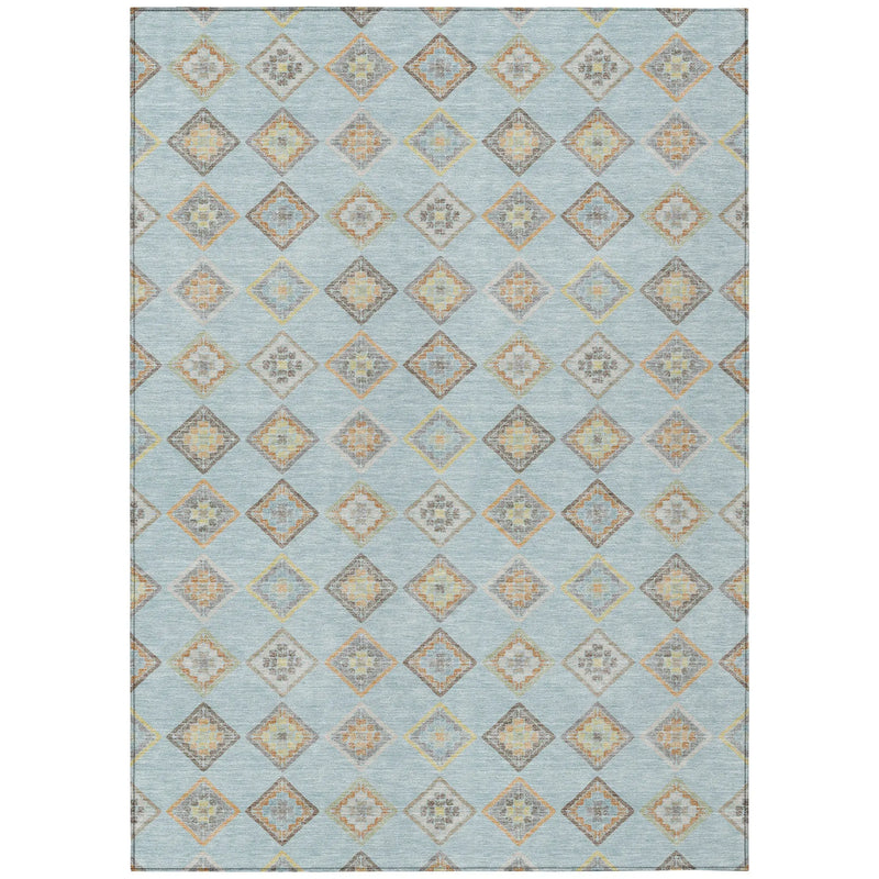 10' X 14' Sky Blue And Blue Geometric Washable Indoor Outdoor Area Rug Homeroots Outdoor